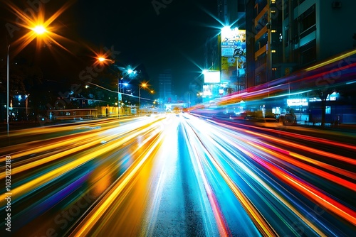 Wallpaper Mural Moving forward motion blur background with light trails Torontodigital.ca