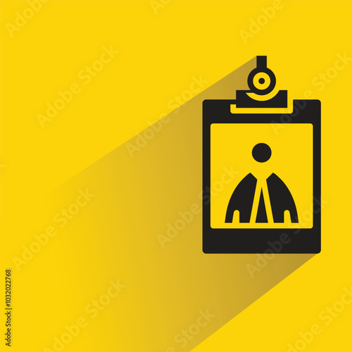 business card icon with shadow on yellow background