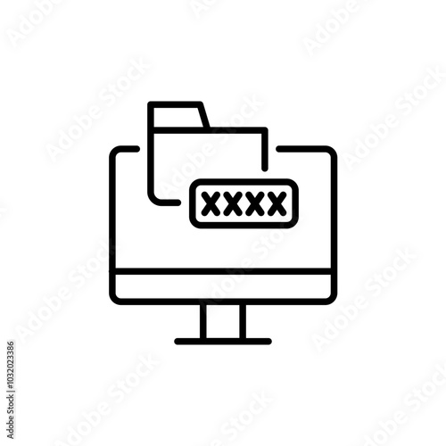 Confidential folder outline icons, minimalist vector illustration ,simple transparent graphic element .Isolated on white background