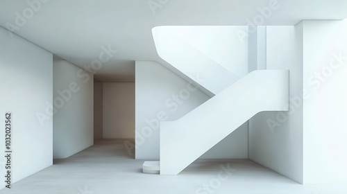 Modern Minimalist White Staircase Interior Design Architecture