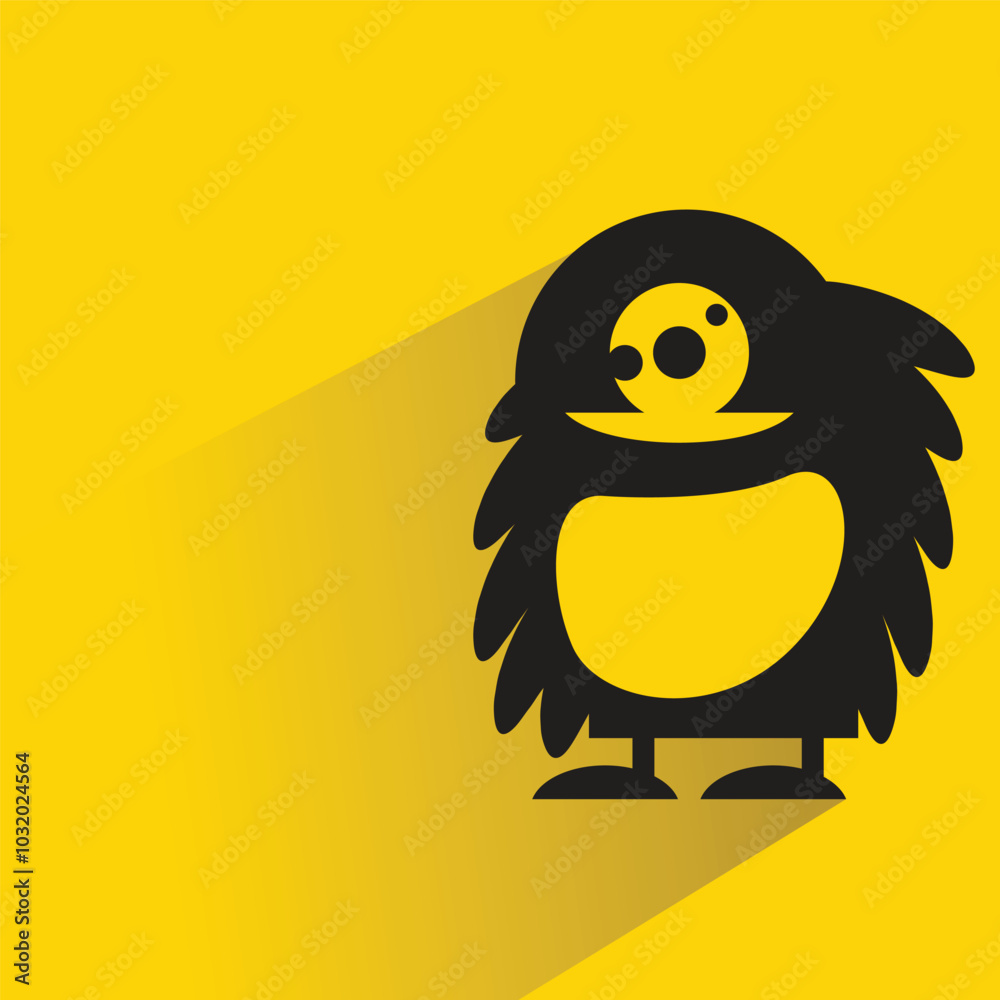 Obraz premium monster character with shadow on yellow background