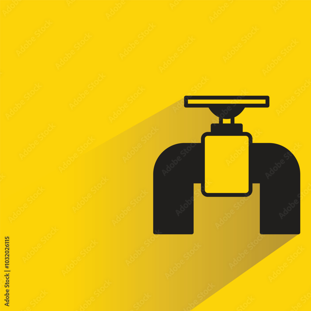 industrial valve icon with shadow on yellow background industrial valve icon with shadow on yellow background