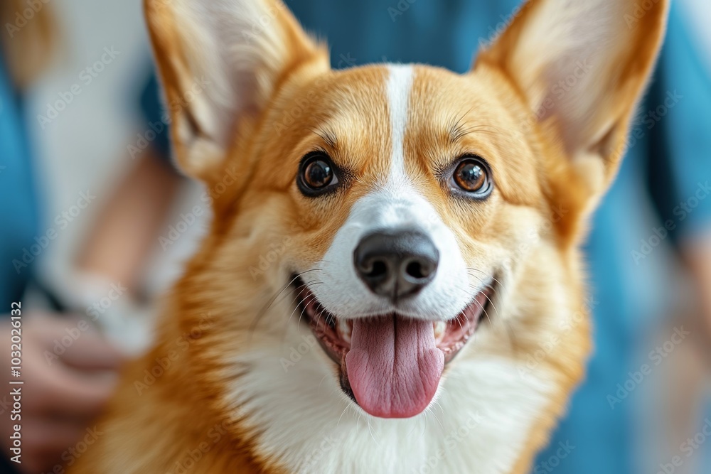 Veterinary doctors taking care and examining a beautiful pretty pembroke welsh corgi dog during checkup in vet clinic, closeup, Generative AI Veterinary doctors taking care and examining a beautiful pretty pembroke welsh corgi dog during checkup in vet clinic, closeup, Generative AI