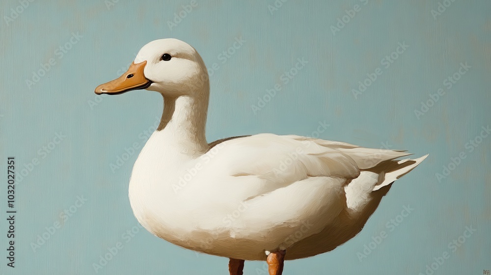 White Duck Portrait - Realistic Animal Painting White Duck Portrait - Realistic Animal Painting