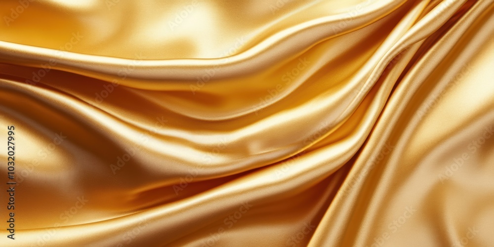 Draped golden satin fabric background. Draped golden satin fabric background.