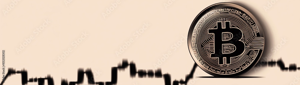 Bitcoin coin with a fluctuating line graph in the background, representing cryptocurrency market trends and digital finance dynamics. Bitcoin coin with a fluctuating line graph in the background, representing cryptocurrency market trends and digital finance dynamics.