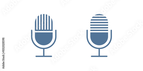 Podcast microphone icons vector. Sound recording equipment sign.