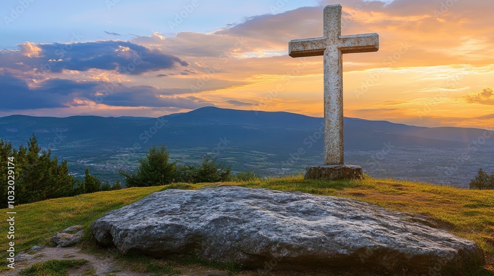 Mountain Summit Cross at Sunset A Symbol of Faith, Hope, and the Beauty of Nature and Spirituality Mountain Summit Cross at Sunset A Symbol of Faith, Hope, and the Beauty of Nature and Spirituality