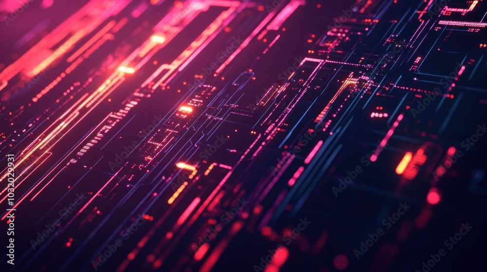 Abstract digital circuit board with glowing lines Abstract digital circuit board with glowing lines