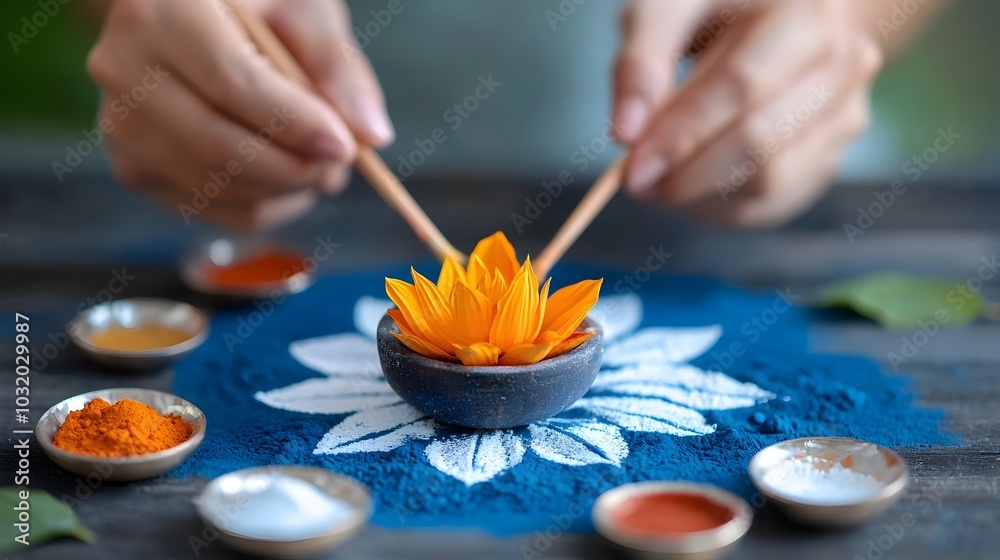 Elaborate and Intricate Rangoli Design Made with Vibrant Colored ...