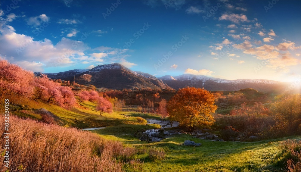 Autumn landscape with mountains Autumn landscape with mountains