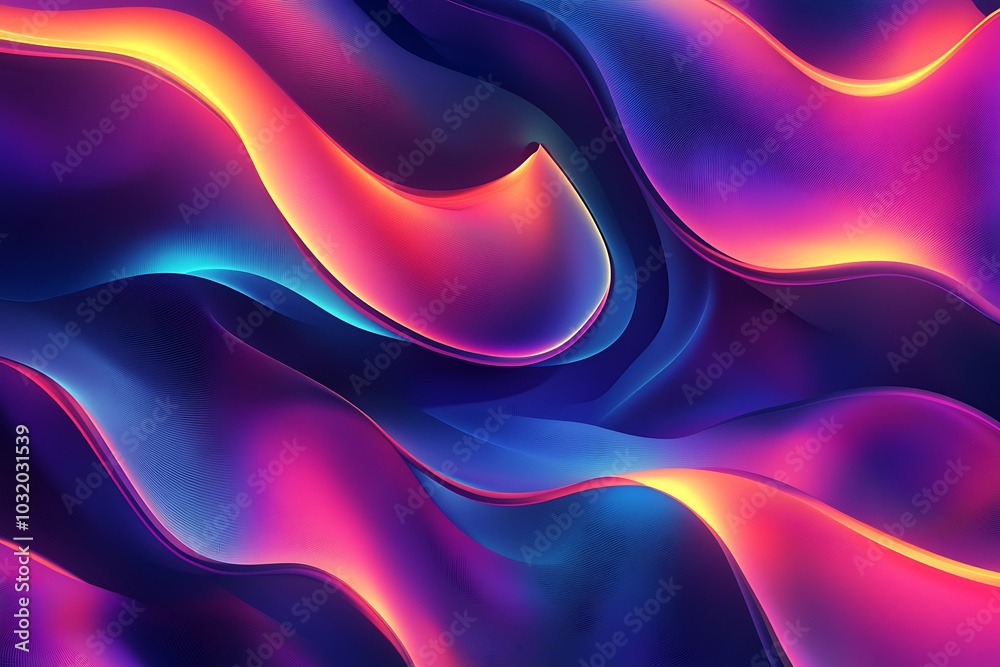 Fototapeta premium Abstract blue and purple liquid wavy shapes futuristic background