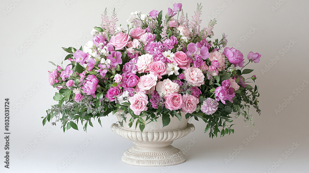 A large bouquet of elegant flowers with roses and peonies, perfect for a funeral or memorial service. Sympathy flowers delivered to express condolences.