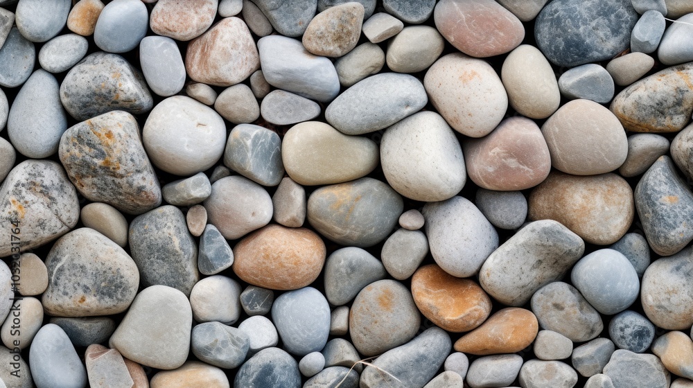 Assorted Smooth Stones Texture. Natural Pebbles Background in Earth Hues Assorted Smooth Stones Texture. Natural Pebbles Background in Earth Hues