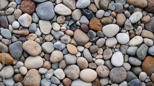 Assorted Smooth Stones Texture. Natural Pebbles Background in Earth Hues