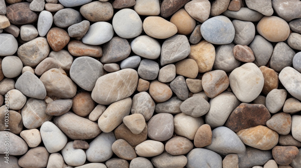 Assorted Smooth Stones Texture. Natural Pebbles Background in Earth Hues Assorted Smooth Stones Texture. Natural Pebbles Background in Earth Hues