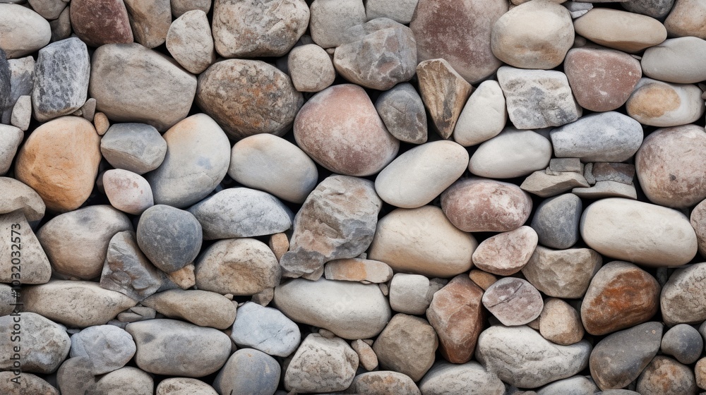 Assorted Smooth Stones Texture. Natural Pebbles Background in Earth Hues Assorted Smooth Stones Texture. Natural Pebbles Background in Earth Hues