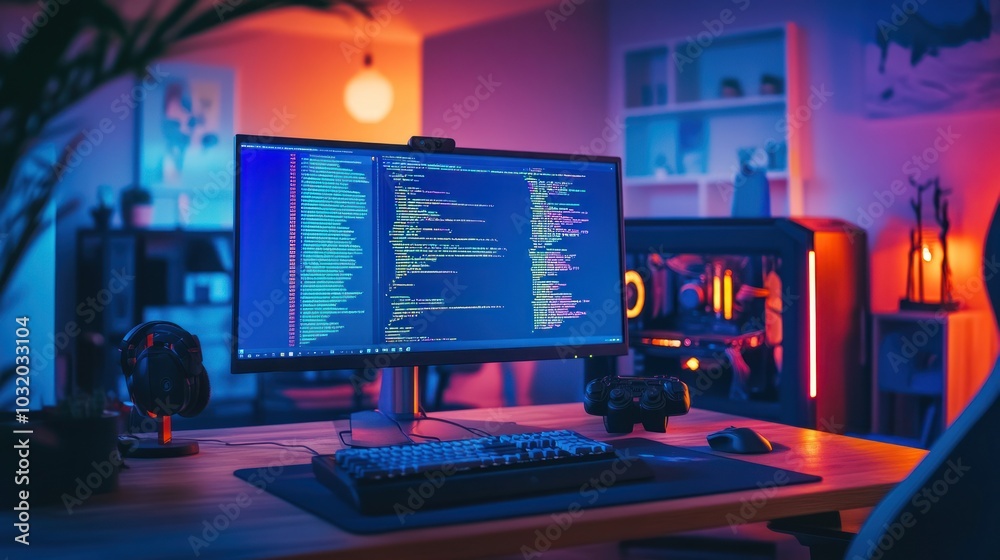 Computer Setup in a Gaming Room