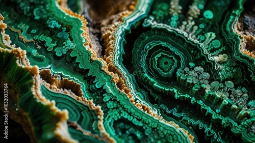 Experience the green world of malachite. Our backgrounds with hypnotic patterns and velvety texture will add natural elegance to your projects. photo