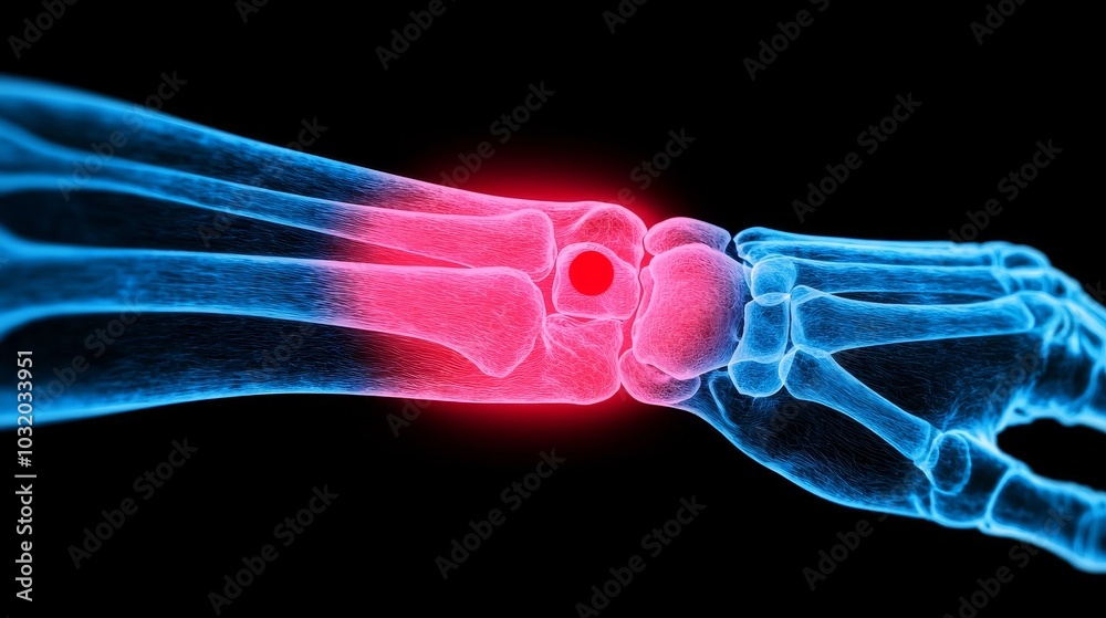 X-ray of Wrist Pain with Highlighted Area