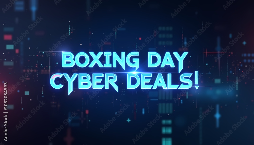 Boxing Day Cyber Deals neon tech-themed sale event Boxing Day Cyber Deals neon tech-themed sale event