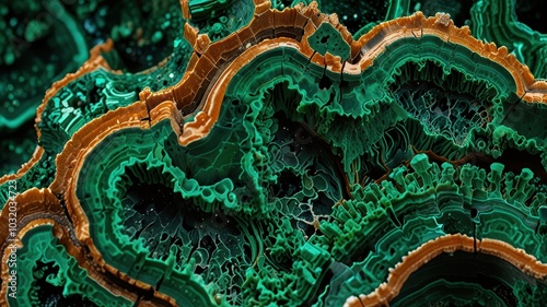 Experience the green world of malachite. Our backgrounds with hypnotic patterns and velvety texture will add natural elegance to your projects. photo