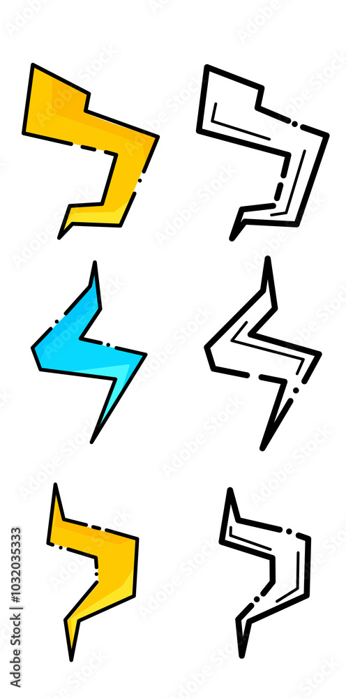simple thunder set illustration element simple thunder set illustration element