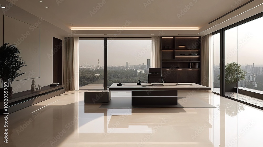 Fototapeta premium Modern Minimalist Home Office Design