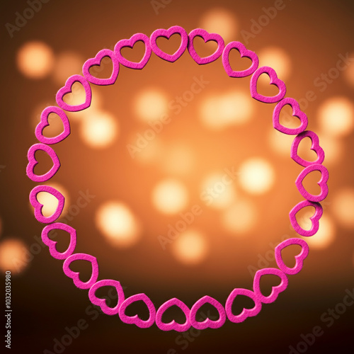 Heart-shaped ring of pink l...