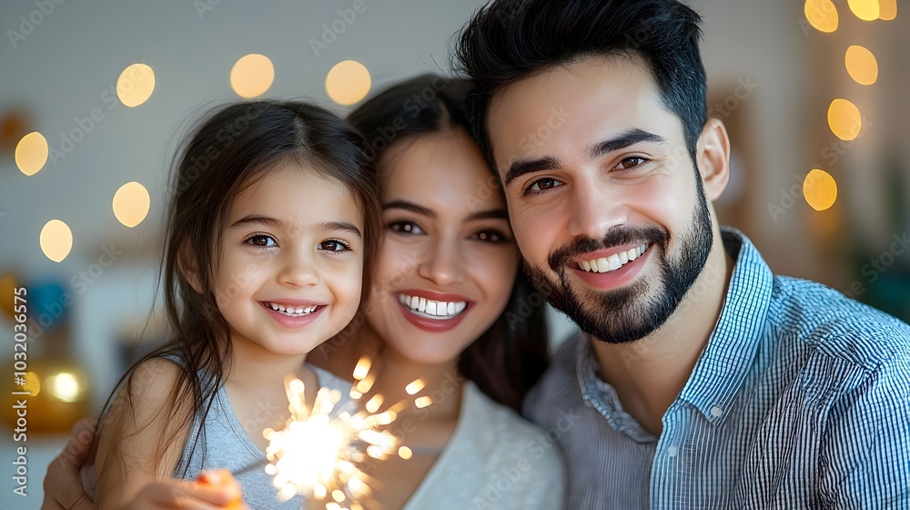 Obraz premium A family happily celebrating the Diwali holiday together outdoors lighting sparklers and enjoying the festive atmosphere with joy and togetherness