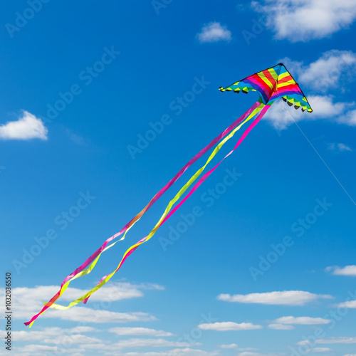 Colorful kite flying in a b...