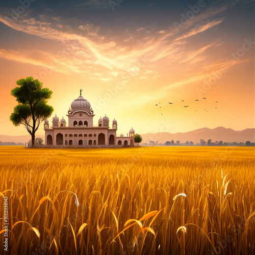 A golden sunset over a vast...