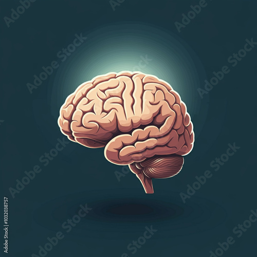 Human brain on a teal backg...