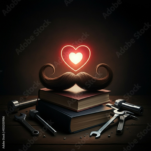 Heart shape glowing on top ...