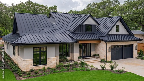 corrugated metal roof installed in a modern house