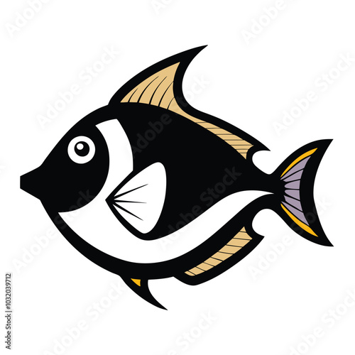 Solid color Triggerfish animal vector design