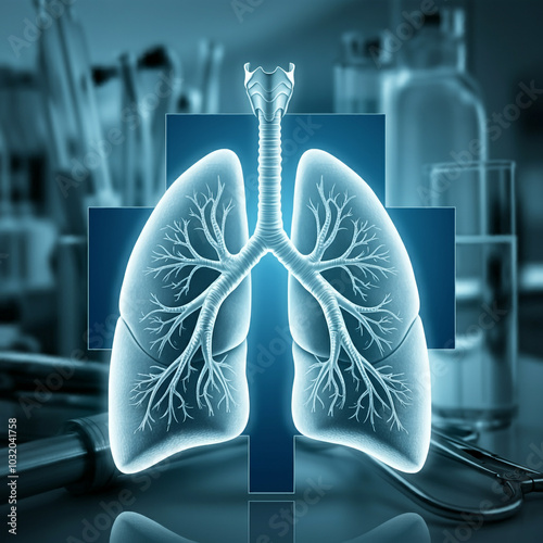 X-ray style lungs with a gl...