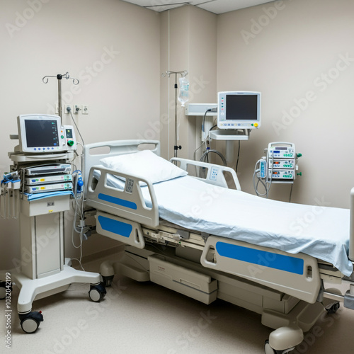 A modern hospital room with...