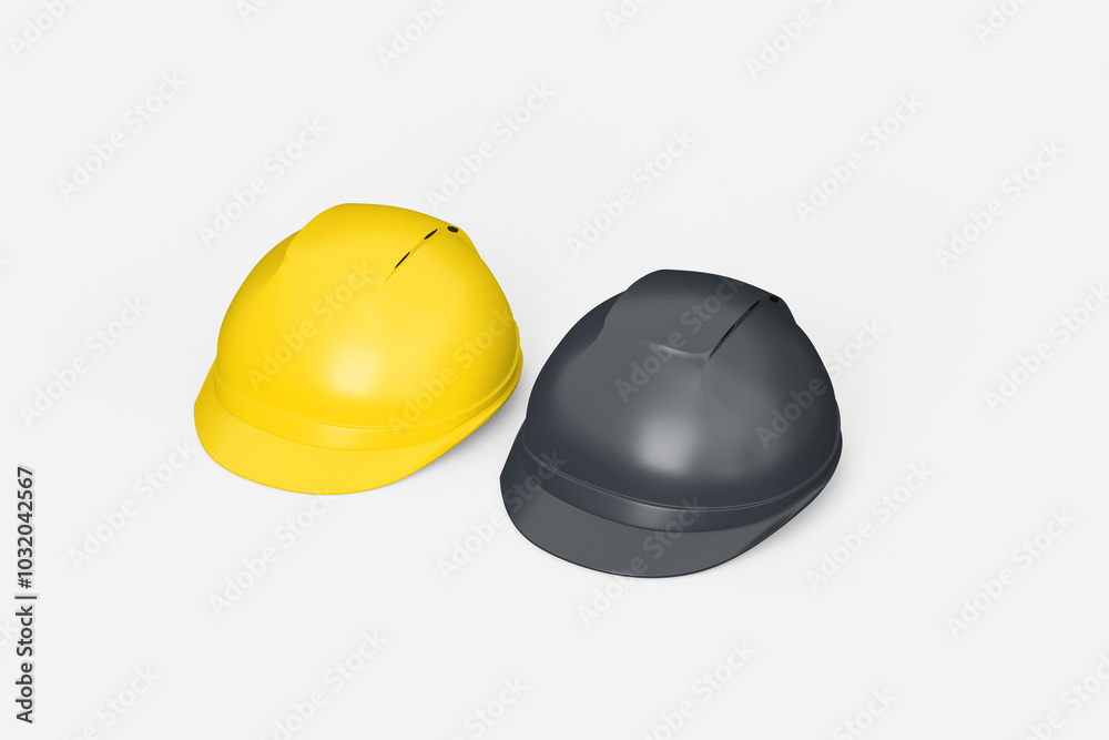 Two Construction Helmets Ready for Work Two Construction Helmets Ready for Work