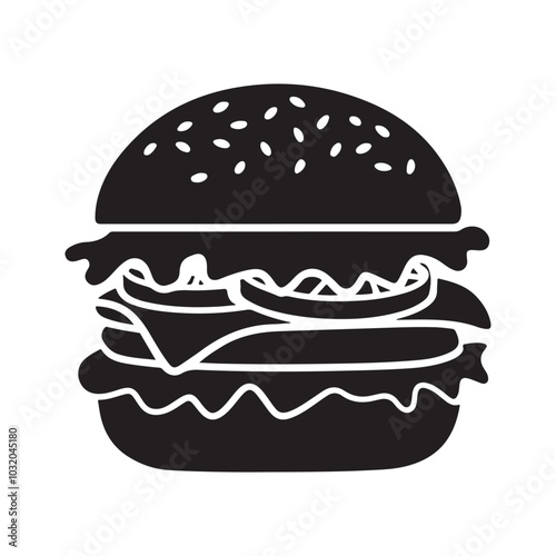Burger Editable silhouette vector illustration