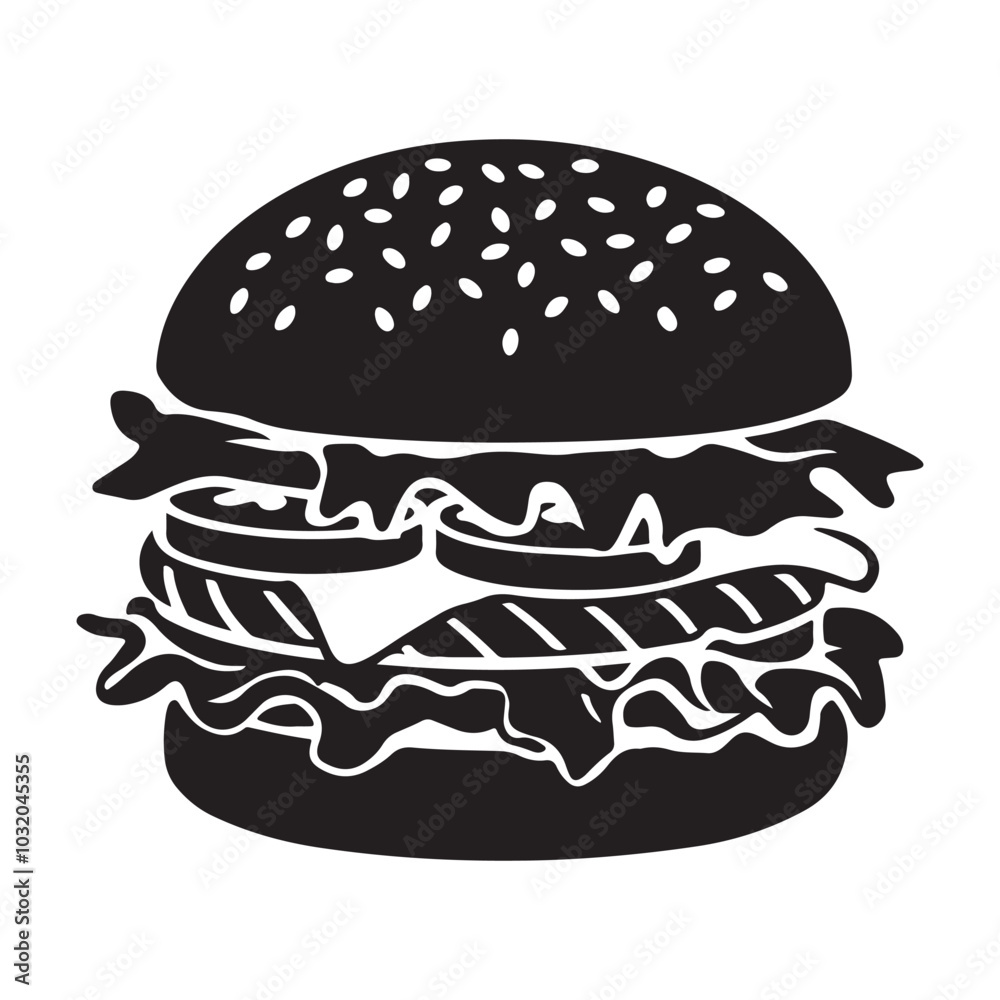 Burger Editable silhouette vector illustration Burger Editable silhouette vector illustration
