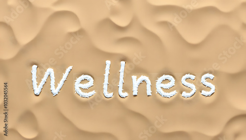 Wellness concept written on sand isolated with white highlights, png photo