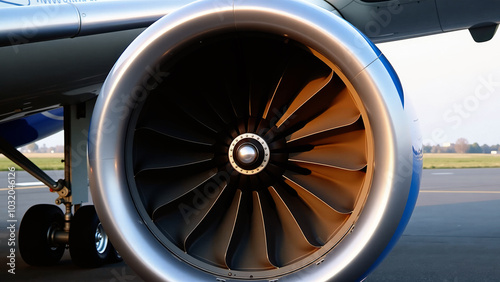 Wallpaper Mural Close-up of airplane jet engine on runway Torontodigital.ca