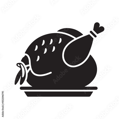 cooked chicken Icon silhouette vector illustration photo