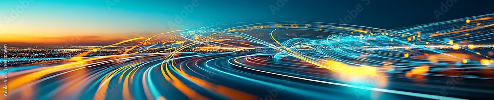 A stunning view of a vibrant cityscape at dusk, showcasing dynamic motion blur of lights and traffic. Perfect for showcasing urban energy and modern living. A stunning view of a vibrant cityscape at dusk, showcasing dynamic motion blur of lights and traffic. Perfect for showcasing urban energy and modern living.