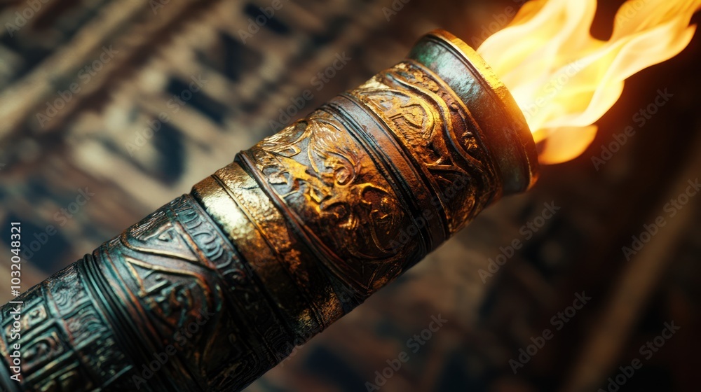 Ornate Torch with Flames Ornate Torch with Flames