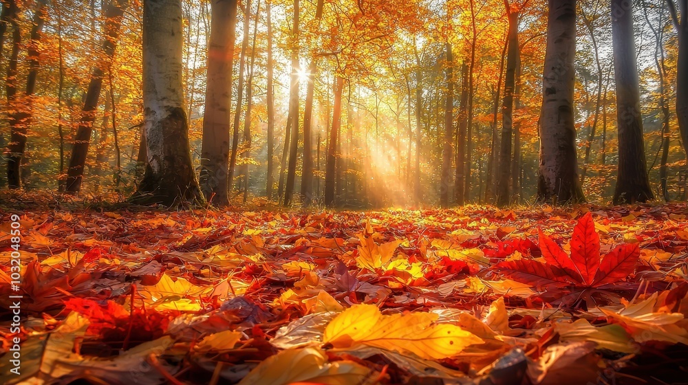 Autumn Leaves Scattered on Forest Floor Autumn Leaves Scattered on Forest Floor