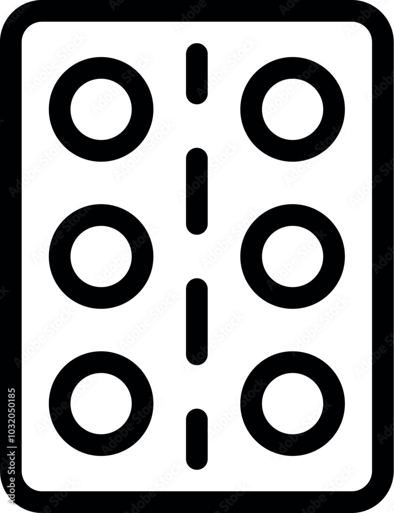 Simple vector icon of a pack of pills blister, representing medical treatment and healthcare Simple vector icon of a pack of pills blister, representing medical treatment and healthcare
