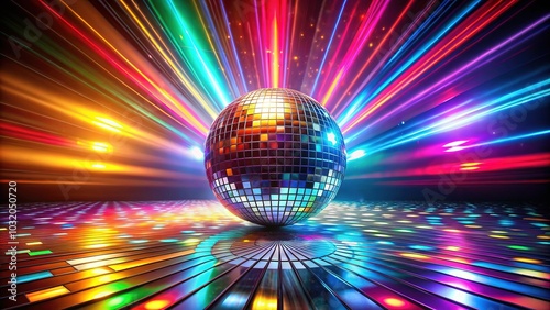 Bright Disco Ball with Radial Reflections in Infinite Loop Animation for Dynamic Party Atmosphere, Dance Floor Vibes, and Eye-Catching Visuals