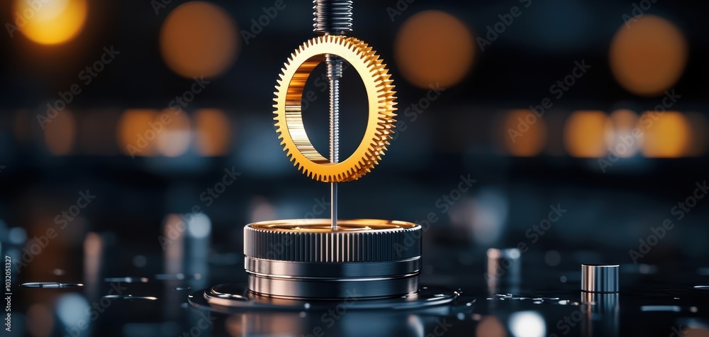 Close-up of a precision mechanical part in a modern engineering environment. Close-up of a precision mechanical part in a modern engineering environment.